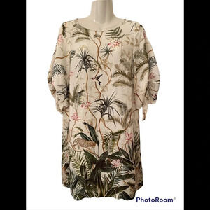 H&M Tropical Print Shift Dress Sz 6